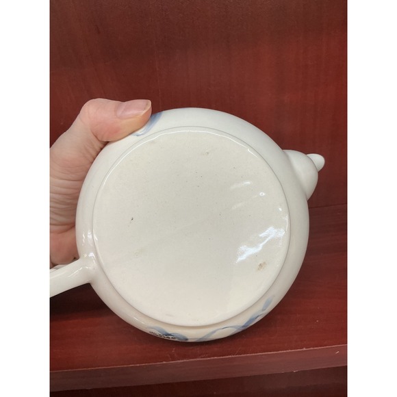 Tea For One Set Floral Rose Blue Ribbon Ceramic Stackable Teapot Cup Heart Hdle - Picture 9 of 9